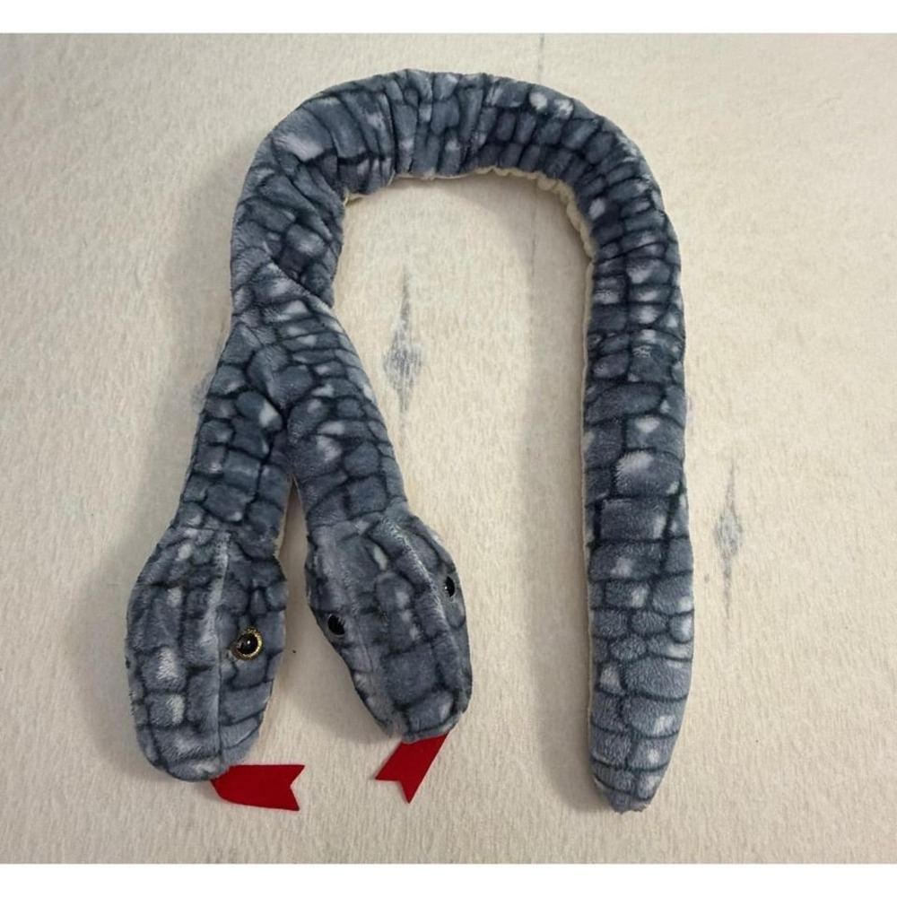 Animal Alley‎ Two-Headed Plush Snake Gray Pattern Stuffed Animal Toy 36" VTG
